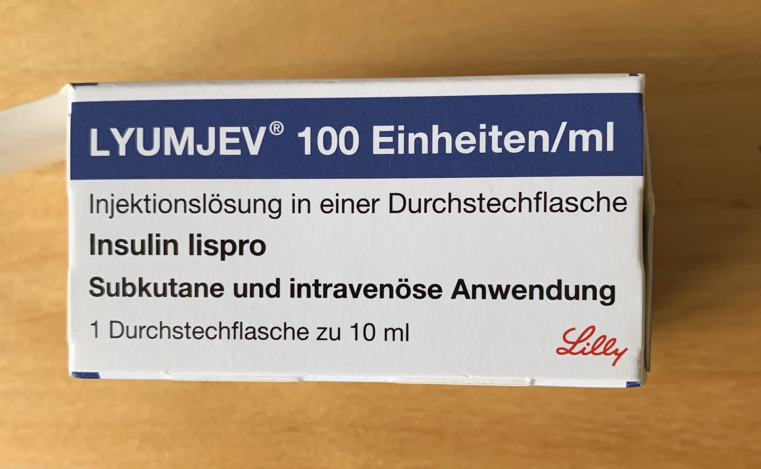Lyumjev Verpackung 1 x 10 ml 100E/ml Durchstechflasche